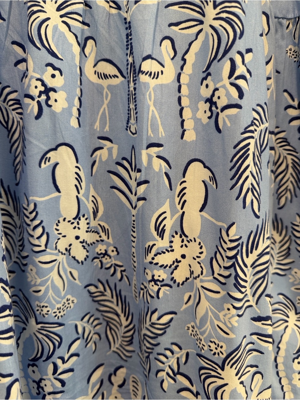 Mud Pie Beautiful Blue Printed Long-Sleeve Button Dress